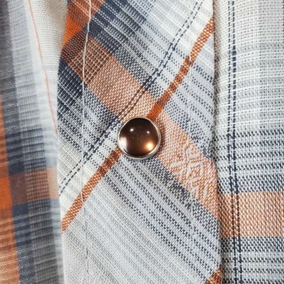 VTG 80s Champion Westerns Brown Plaid Western Pearl Snap Front Shirt Cowboy 16.5 - Picture 6 of 15